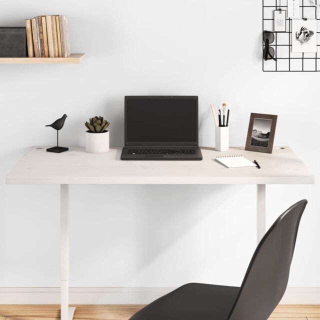 Berkfield Home Desk Top White 100x60x2.5 cm Solid Wood Pine - image 1