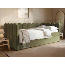 Flair Esme Cloud Fabric Day Bed with Trundle in Green - Size: Single