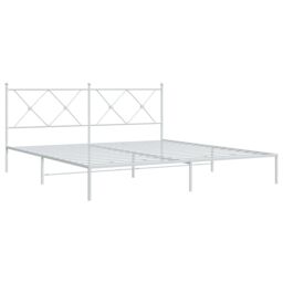 Berkfield Home Metal Bed Frame without Mattress with Headboard White 180x200cm - Size: Super King - thumbnail 3