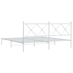 Berkfield Home Metal Bed Frame without Mattress with Headboard White 180x200cm - Size: Super King - thumbnail 6
