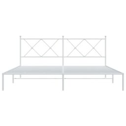 Berkfield Home Metal Bed Frame without Mattress with Headboard White 180x200cm - Size: Super King - thumbnail 4