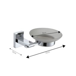 Showerdrape Unity Chrome Stainless Steel & Frosted Glass Wall Mounted Soap Dish in Silver - thumbnail 2