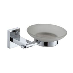Showerdrape Unity Chrome Stainless Steel & Frosted Glass Wall Mounted Soap Dish in Silver - thumbnail 3