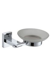 Showerdrape Unity Chrome Stainless Steel & Frosted Glass Wall Mounted Soap Dish in Silver - thumbnail 1