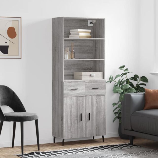 Berkfield Home Highboard Grey Sonoma 69.5x34x180 cm Engineered Wood - image 1