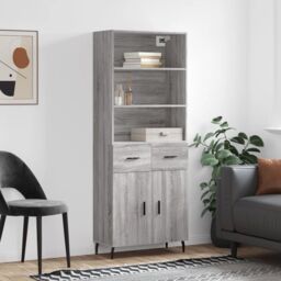 Berkfield Home Highboard Grey Sonoma 69.5x34x180 cm Engineered Wood - thumbnail 1