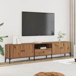 Berkfield Home TV Cabinet with Drawer Artisan Oak 200x25x44 cm Engineered Wood in Brown - Size: 200 x 25 x 44 cm