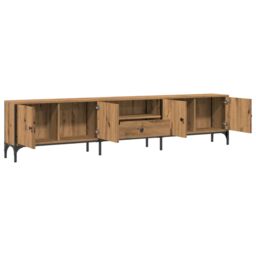 Berkfield Home TV Cabinet with Drawer Artisan Oak 200x25x44 cm Engineered Wood in Brown - Size: 200 x 25 x 44 cm - thumbnail 5