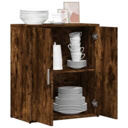 Berkfield Home Sideboard Smoked Oak 60x31x70 cm Engineered Wood in Brown - Size: 60 x 31 x 70 cm - thumbnail 4