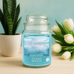 Voltico 18oz Ocean Breeze Scented Jar Candle in Light Blue - thumbnail 1