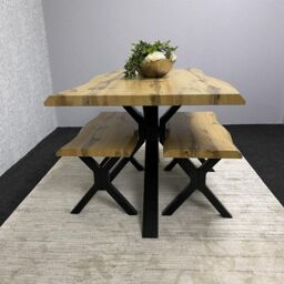 KOSY KOALA Modern Dining Table Set With 2 Benches For Dining Room & Kitchen Home Furniture in Brown - thumbnail 9