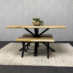 KOSY KOALA Modern Dining Table Set With 2 Benches For Dining Room & Kitchen Home Furniture in Brown - thumbnail 2
