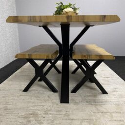 KOSY KOALA Modern Dining Table Set With 2 Benches For Dining Room & Kitchen Home Furniture in Brown - thumbnail 8