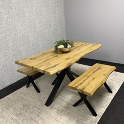 KOSY KOALA Modern Dining Table Set With 2 Benches For Dining Room & Kitchen Home Furniture in Brown - thumbnail 5