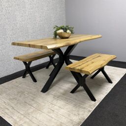 KOSY KOALA Modern Dining Table Set With 2 Benches For Dining Room & Kitchen Home Furniture in Brown - thumbnail 6