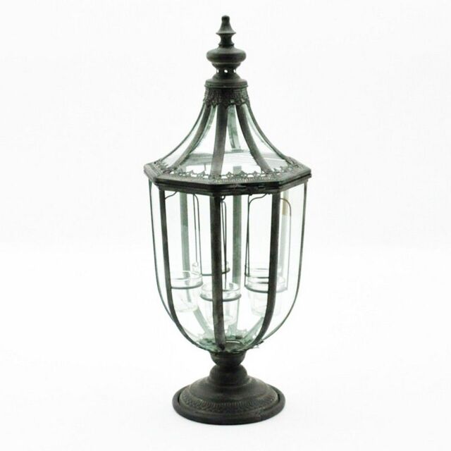 Minster Garden Lantern with Tealight Holder - Metal - L29 x W29 x H77 cm in Grey - Size: 1 Pack - image 1