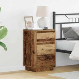 Berkfield Home Bedside Cabinet with LED Old Wood 39x34.5x65 cm Engineered Wood in Brown - thumbnail 2