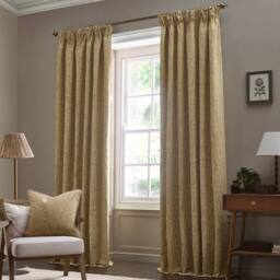 Morris & Co Acorn Tonal Fully Lined Matt Jacquard Pencil Pleat Curtains in Gold - Size: 229 cm width x 229 cm drop - thumbnail 2
