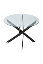 Living and Home Round Dining Table with Metal Black Legs - thumbnail 3