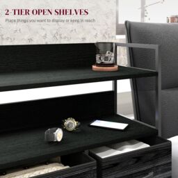 HOMCOM Bedroom Chest of Drawers 5 Drawer Dresser w/ Shelves, Black - thumbnail 6