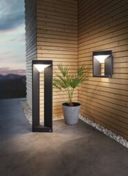 Loops IP54 Outdoor Bollard Light Modern Black Aluminium 10W Built in LED Lamp Post - thumbnail 4