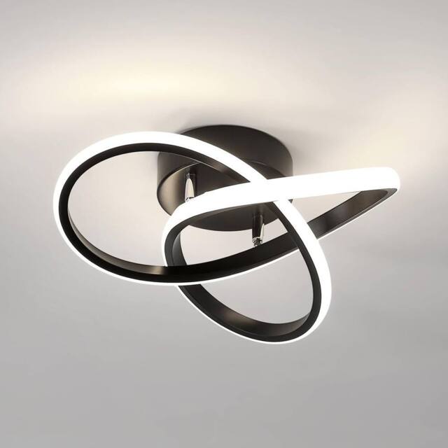 Goeco Modern LED Ceiling Light Creative Flower Shape Ceiling Light 4500K in Black - Size: 12 inches - image 1