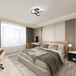 Goeco Modern LED Ceiling Light Creative Flower Shape Ceiling Light 4500K in Black - Size: 12 inches - thumbnail 3