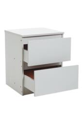 Living and Home Wooden Nightstand Bedside Table with 2 Drawers in White - thumbnail 5