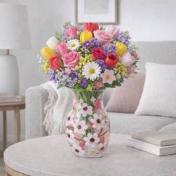 Lesser & Pavey Lynsey Johnstone Blossom Hand Painted Vase in Pink - thumbnail 2