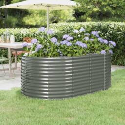 Berkfield Home Garden Raised Bed Powder-coated Steel 175x100x68 cm Grey - Size: 175 x 100 x 68 cm - thumbnail 2