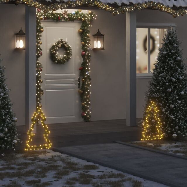 Berkfield Home Christmas Light Decoration with Spikes Tree 80 LEDs 60 cm in Green - image 1