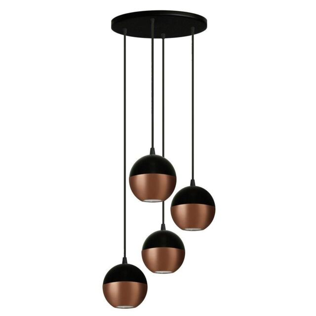Netlighting Midway Cluster Pendant Ceiling Light Black Copper 30cm
