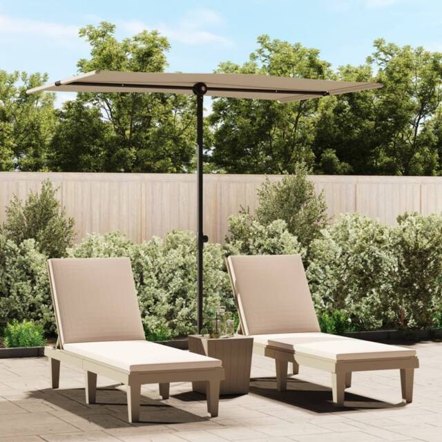 Berkfield Home Outdoor Parasol with Aluminium Pole 2x1.5 m Taupe in Beige - image 1