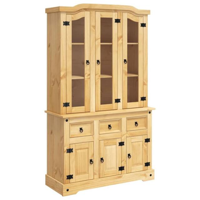 Berkfield Home Highboard Corona Brown 112x43x196 cm Solid Wood Mexican Pine in Light Tan - Size: 112 x 43 x 196 cm - image 1
