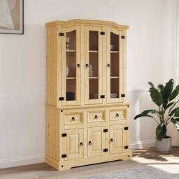 Berkfield Home Highboard Corona Brown 112x43x196 cm Solid Wood Mexican Pine in Light Tan - Size: 112 x 43 x 196 cm - thumbnail 2