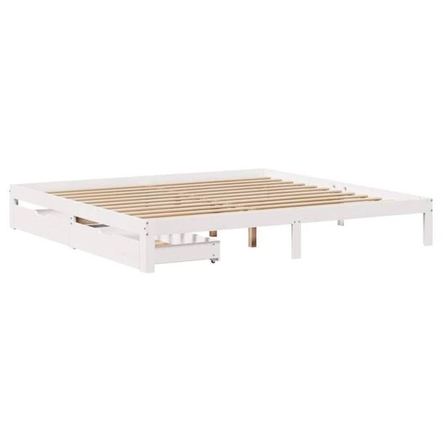 Berkfield Home Restful Bed Frame with Drawers without Mattress White 180x200 cm - Size: Super King - image 1
