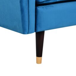 Comfy Living Ltd Plush Velvet Tufted Sofa Bed In Various Colours With Black & Gold Legs in Blue - thumbnail 7