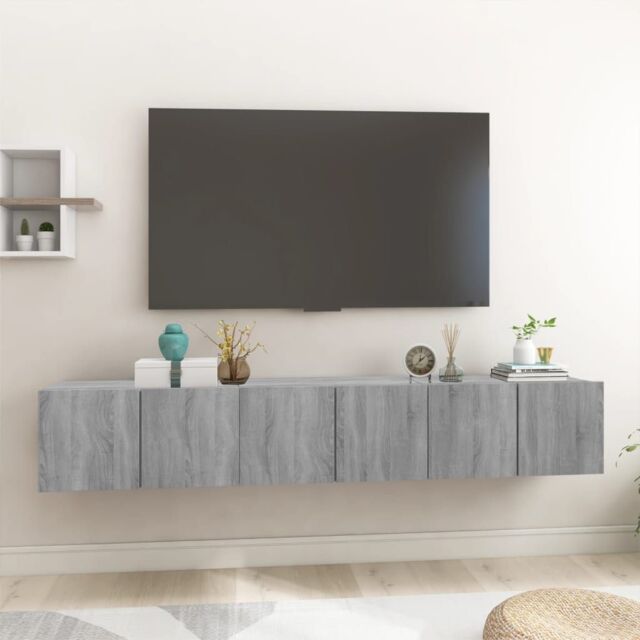 Berkfield Home Hanging TV Cabinet Grey Sonoma 3 pcs 60x30x30 cm Engineered Wood - Size: 60 x 30 x 30 cm - image 1