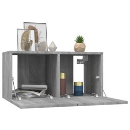 Berkfield Home Hanging TV Cabinet Grey Sonoma 3 pcs 60x30x30 cm Engineered Wood - Size: 60 x 30 x 30 cm - thumbnail 3