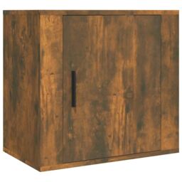Berkfield Home Wall-mounted Bedside Cabinet Smoked Oak 50x30x47 cm in Brown - Size: 50 x 30 x 47 cm - thumbnail 2