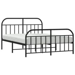 Berkfield Home Metal Bed Frame with Headboard & Footboard Black 135x190 cm Double - thumbnail 4