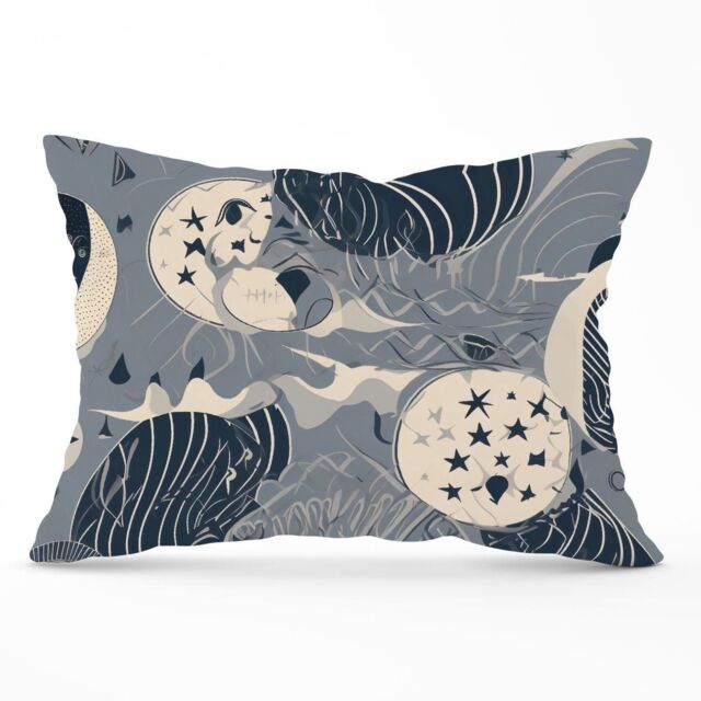 Warren Reed - Designer Abstract Moon & Stars Cushions in Grey - Size: 45 cm x 45 cm - image 1