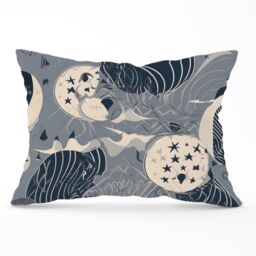 Warren Reed - Designer Abstract Moon & Stars Cushions in Grey - Size: 45 cm x 45 cm - thumbnail 1
