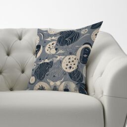 Warren Reed - Designer Abstract Moon & Stars Cushions in Grey - Size: 45 cm x 45 cm - thumbnail 3