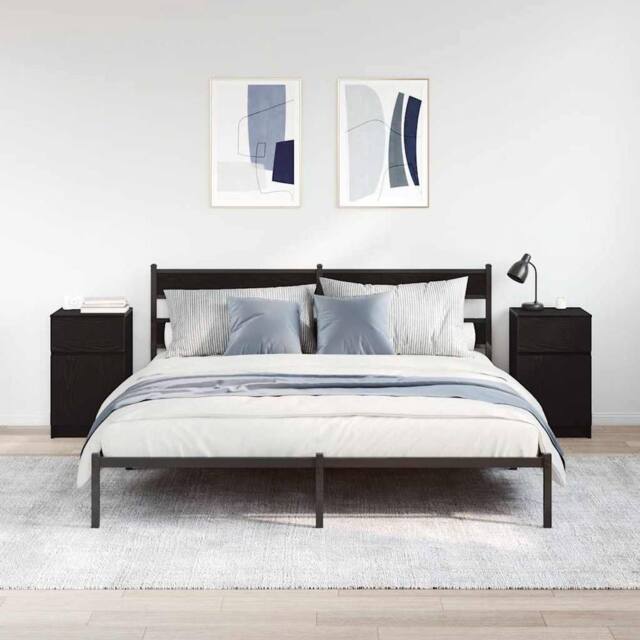 Berkfield Home Durable Bedside Cabinets 2 pcs Black 39x35x65 cm Engineered Wood - Size: 39 x 35 x 65 cm - image 1