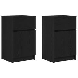 Berkfield Home Durable Bedside Cabinets 2 pcs Black 39x35x65 cm Engineered Wood - Size: 39 x 35 x 65 cm - thumbnail 3
