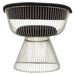 Orsina Black Velvet & Silver Frame Chair, Plush Curved Black Velvet Seat, Sleek Stainless Steel Silver-Leg - thumbnail 3