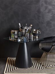 Orsina Black Velvet & Silver Frame Chair, Plush Curved Black Velvet Seat, Sleek Stainless Steel Silver-Leg - thumbnail 2
