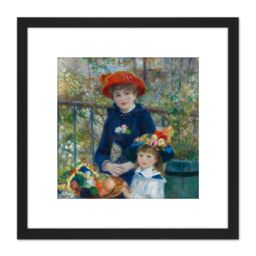Artery8 Renoir Two Sisters On The Terrace 8X8 Inch Square Wooden Framed Wall Art Print Picture with Mount in Black - thumbnail 1