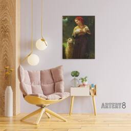 "Artery8 William Bouguereau The Newborn Lamb Canvas Wall Art Print - Size: W18"" x H24""" - thumbnail 3